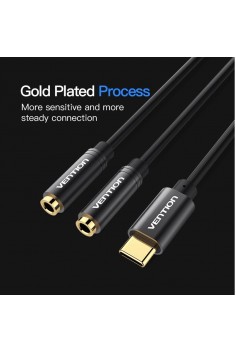 Cáp chuyển đổi Type-C to 2 cổng audio 3.5mm Vention BGBBY
